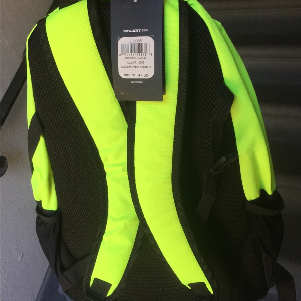 NWT ASICS neon lemon lime gym school play backpack